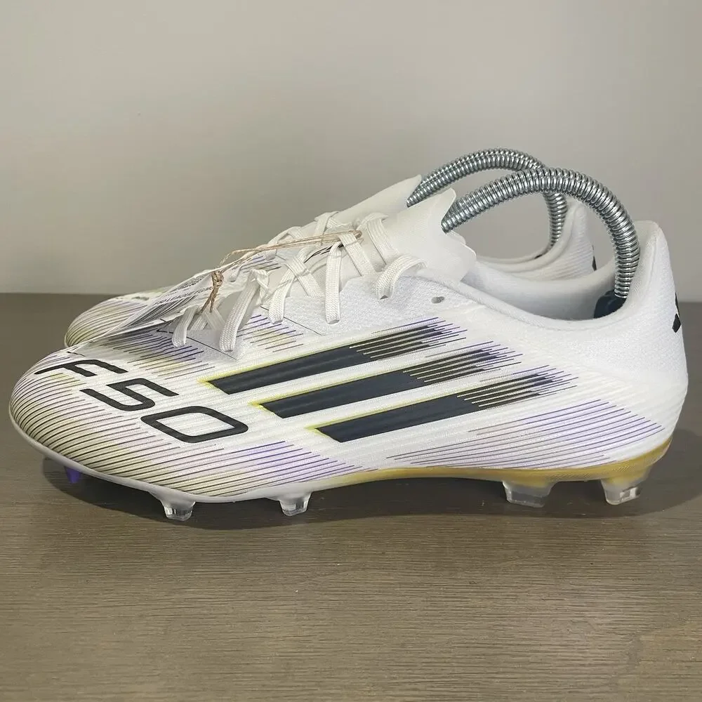 Adidas Mens Size 8 Soccer Cleats NEW F50 League FG MG White Purple Gold JI0005